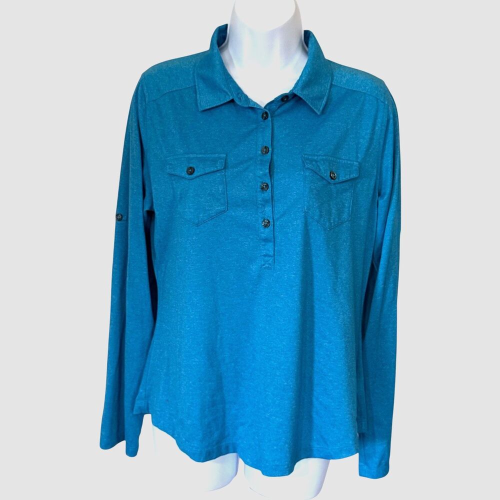 Marmot Womens L Allie Roll-Up Sleeve Tabs Hiking Shirt Chest Pockets Lightweight